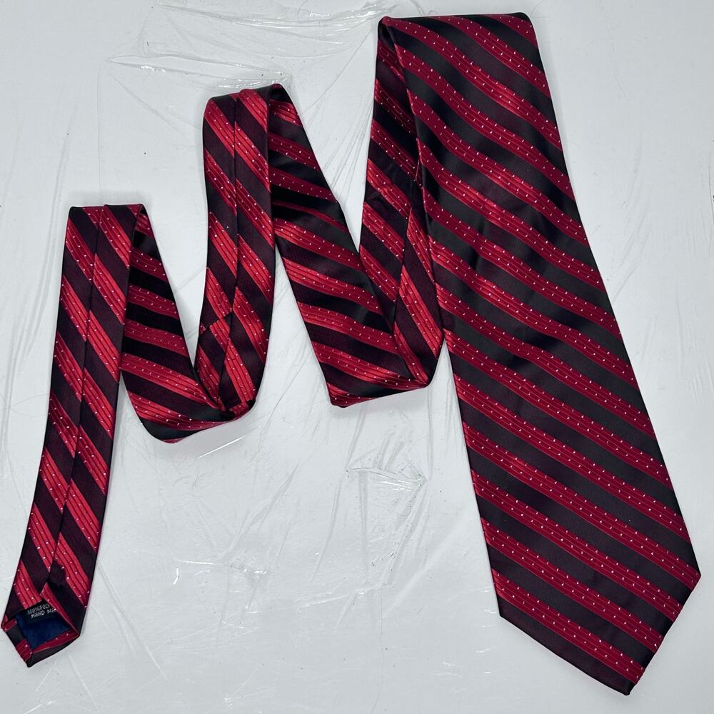 Missoni Necktie Burgundy Red Black Diagonal Stripe Italian Designer